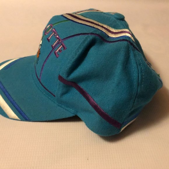 Vintage 90s T.E.I NBA Charlotte Hornets Big Logo Jersey Snapback Hat - Picture 2 of 5